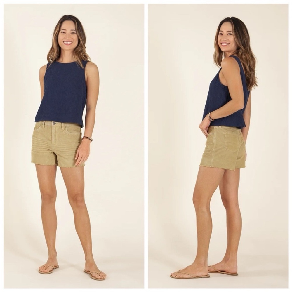 Carve Designs 'Oahu' High Rise 6” Raw Hem Corduroy Shorts Cumin Sz 16
